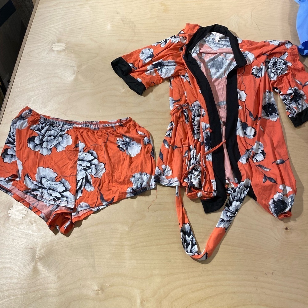 Secret Treasures Floral Women's Intimate Set - Orange and Black Large (12-14) LT